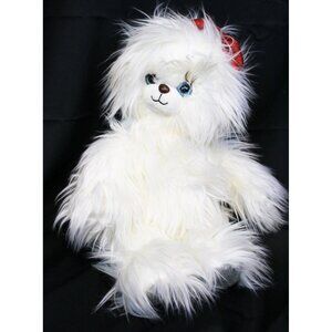 Trov Find Your Treasure White Fluffy Plush Stuffed Animal Bear Red Bow Princess
